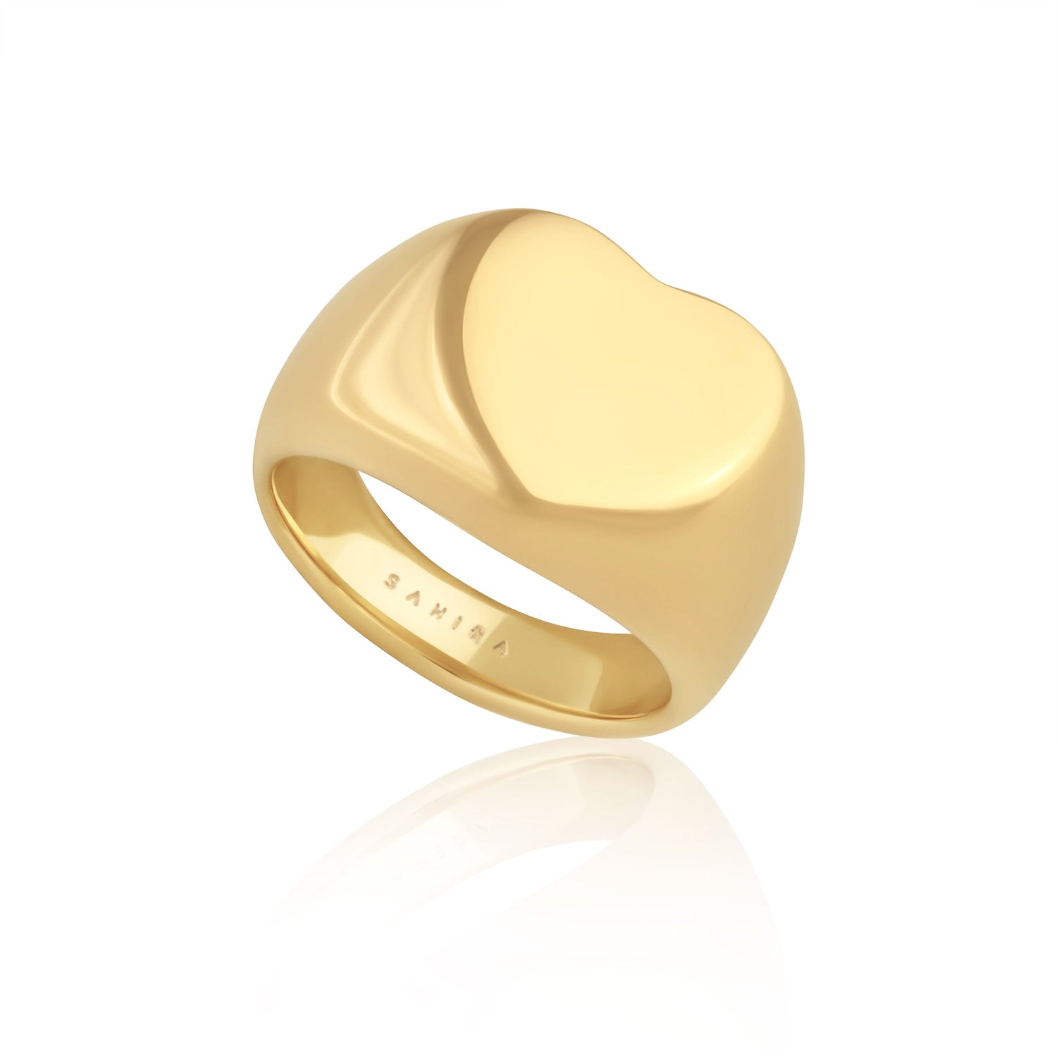 Bronze Lucy heart signet ring featuring a polished heart-shaped design, crafted for elegant jewelry and accessories.