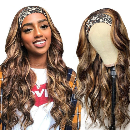 Cerise Alfie body wave glueless human hair wig with highlight headband, featuring straight, natural-looking hair for a stylish look.