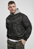 Callisto hooded MA1 bomber jacket with a heavy-duty design, featuring a hood, front zipper, and military-inspired style.