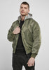 Callisto hooded MA1 bomber jacket with heavy fabric, featuring a hood and classic military-inspired design.