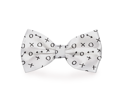 Plum Semele Hugs &amp; Kisses dog bow tie featuring a playful kisses pattern, perfect for stylish pet accessories.