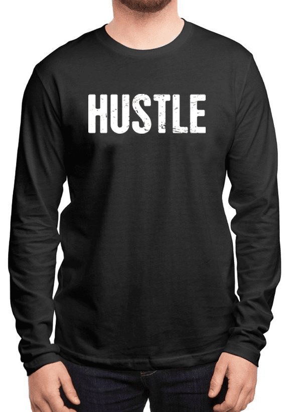 Scorpius Hustle full sleeves T-shirt, casual black T-shirt with Hustle logo on front, long sleeve design for everyday wear