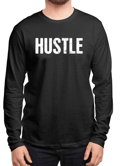 Scorpius Hustle full sleeves T-shirt, casual black T-shirt with Hustle logo on front, long sleeve design for everyday wear