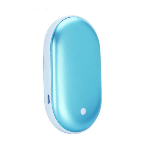 Salmon Lucky portable hand warmer and power bank, compact tech accessory with warm grip and charging port, black with LED indicators.