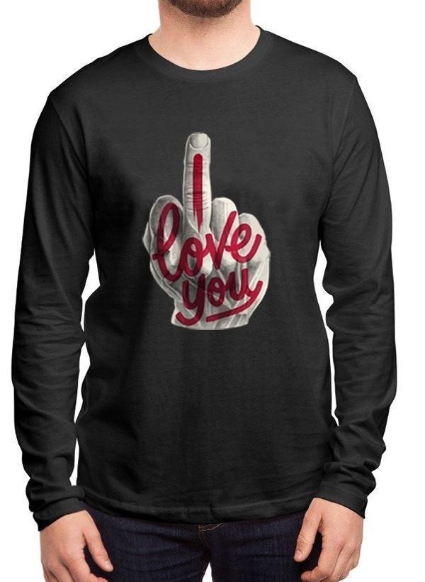 Scorpius I Love You full sleeves T-shirt with printed design, black fabric, casual style, long-sleeve comfort shirt.