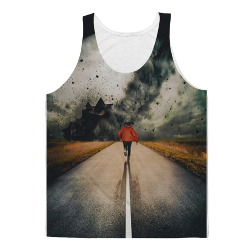 Sky Felix I Walk Alone Classic sublimation adult tank top featuring a bold graphic design on a black T-shirt.