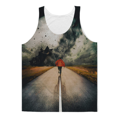 Sky Felix I Walk Alone Classic sublimation adult tank top featuring a bold graphic design on a black T-shirt.