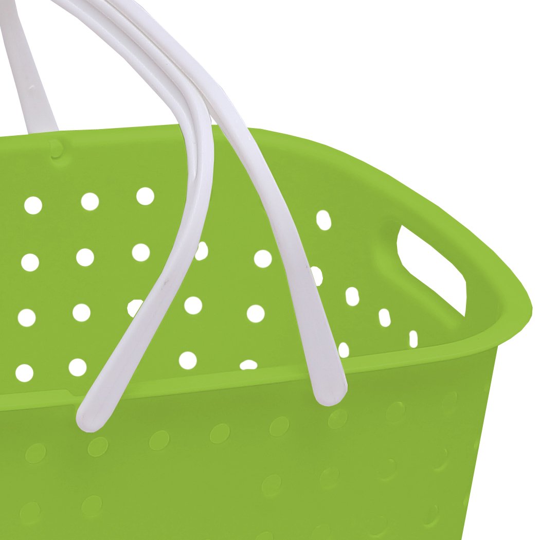 Ultramarine Dione 3-tier bathroom laundry basket with metal frame and fabric bins, portable laundry storage solution.