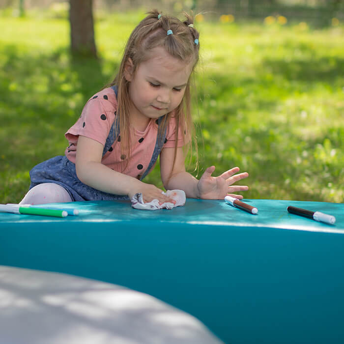 Soft play furniture banana by Blush Apricot, featuring a colorful, plush banana shape for children&