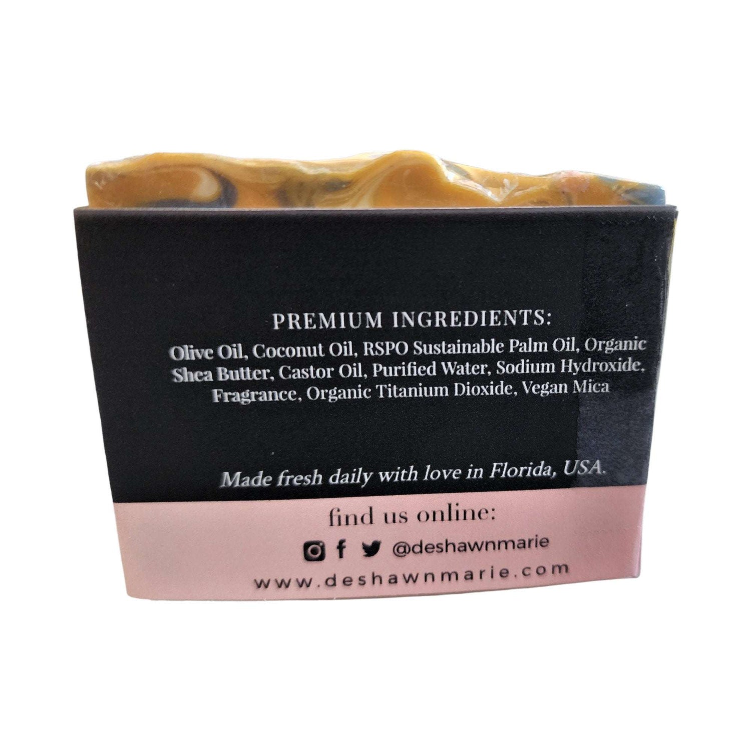Yellow Shadow Mai Tai Soap for bath and beauty with tropical scent, shown in a close-up image.