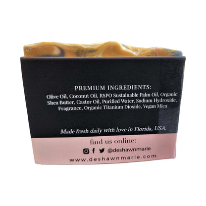 Yellow Shadow Mai Tai Soap for bath and beauty with tropical scent, shown in a close-up image.