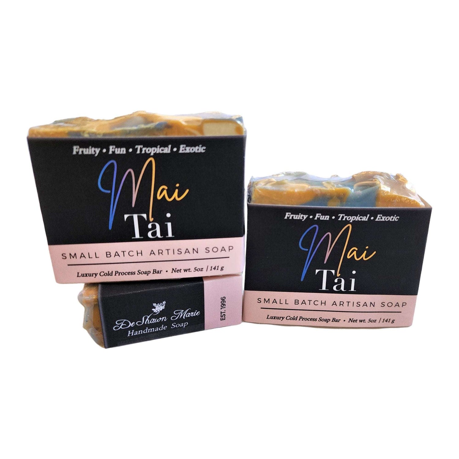 Yellow Shadow Mai Tai Soap bar for bath and beauty, featuring a vibrant, tropical-inspired design in natural light.