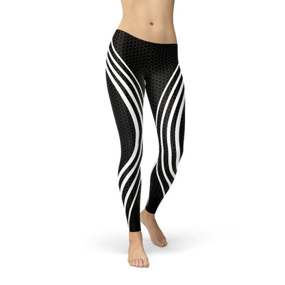Black Venom leggings for women by Maroon Sooty, showcasing a fitted, stylish design with a smooth, stretchy fabric.