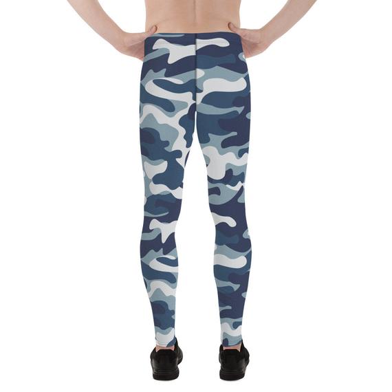 Men’s Urban Camo Army pattern activewear leggings by Maroon Sooty, featuring military-style camouflage design.