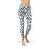 Women’s geometric blue tile leggings by Maroon Sooty featuring a vibrant, intricate pattern and comfortable fit.