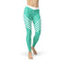 Maroon Sooty turquoise sports leggings shown on a model, featuring a fitted design and elastic waistband for active wear.