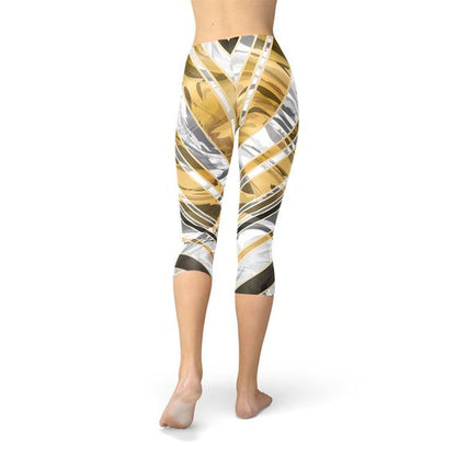 Maroon Sooty white marble Capri leggings with black gold line pattern, close-up of fabric and design details