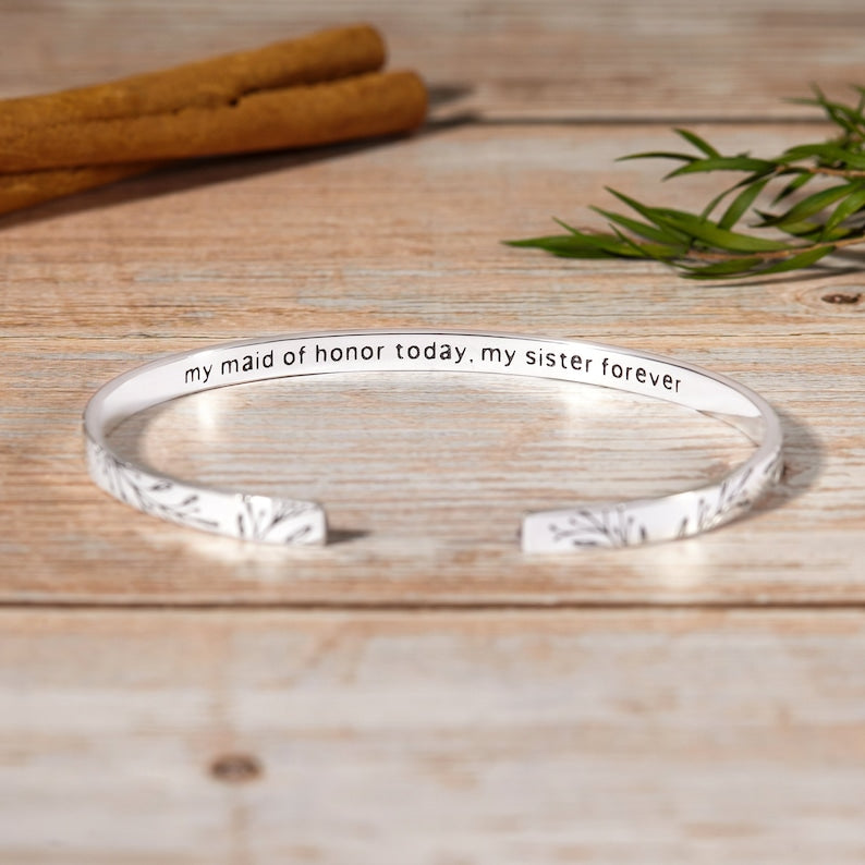 Green Millie bridesmaid bracelet gift with delicate design, perfect for proposal or maid of honor gift, featuring elegant bracelet craftsmanship.