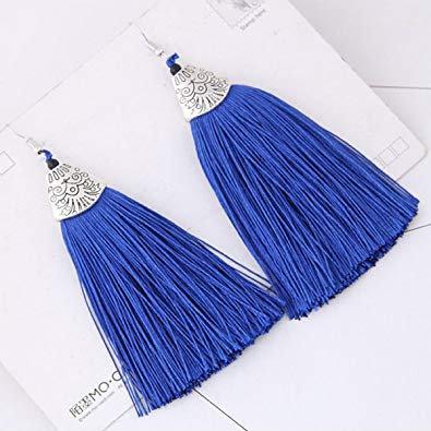Black tassel earrings by White Baobab featuring drop and dangle thread African-style earrings with tassel details.