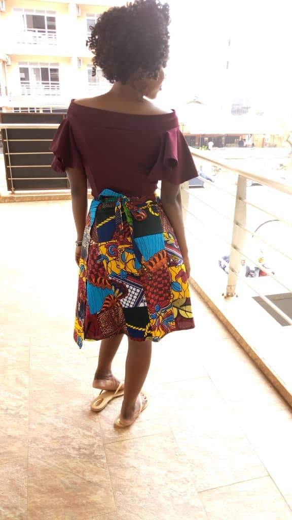 African vintage kitenge wrap mini skirt by White Baobab, featuring colorful traditional fabric and stylish wrap design.