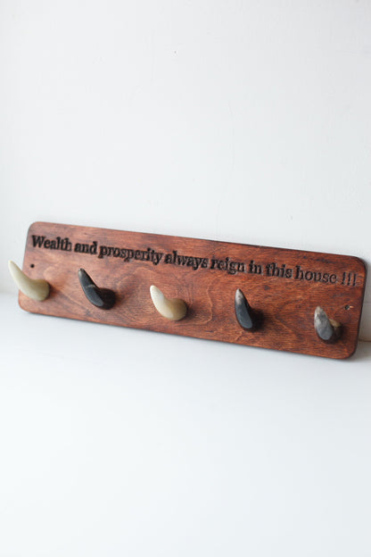 Coral Chronos wall key holder hook for entryway, jewelry and watch organizer with multiple hooks for keys and accessories.