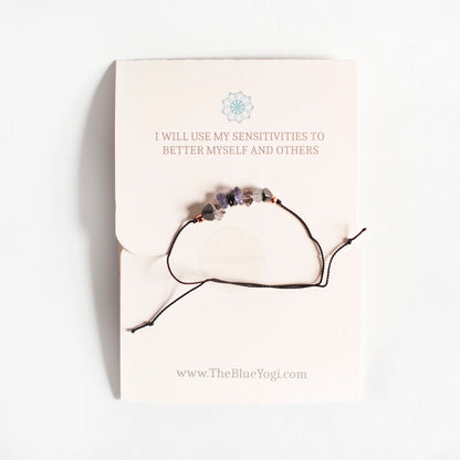 Turquoise Mulberry Empath crystal bracelet anklet with boho style, casual minimal design, featuring tie closure and turquoise beads.