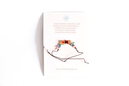 Turquoise Mulberry Chakra Balance crystal bracelet featuring eco-friendly, sustainable design with colorful beads and a silver clasp.
