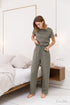 Safari green linen pajama set by Magenta Sugarplum, natural linen sleepwear with relaxed fit and comfortable loungewear design.