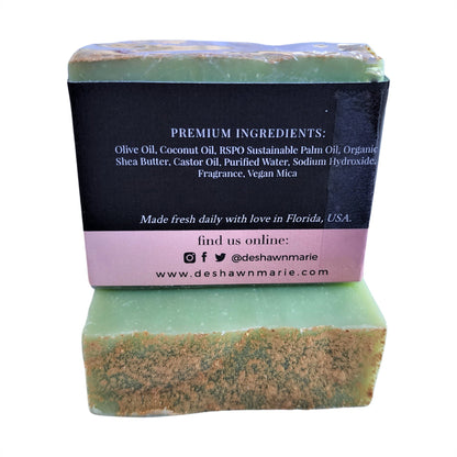 Yellow Shadow Sparkling Apple Soap for bath and beauty, featuring a shiny, colorful soap bar with apple fragrance.