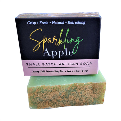 Yellow Shadow Sparkling Apple Soap for bath and beauty, featuring a shiny, decorative soap with a sparkling apple design.