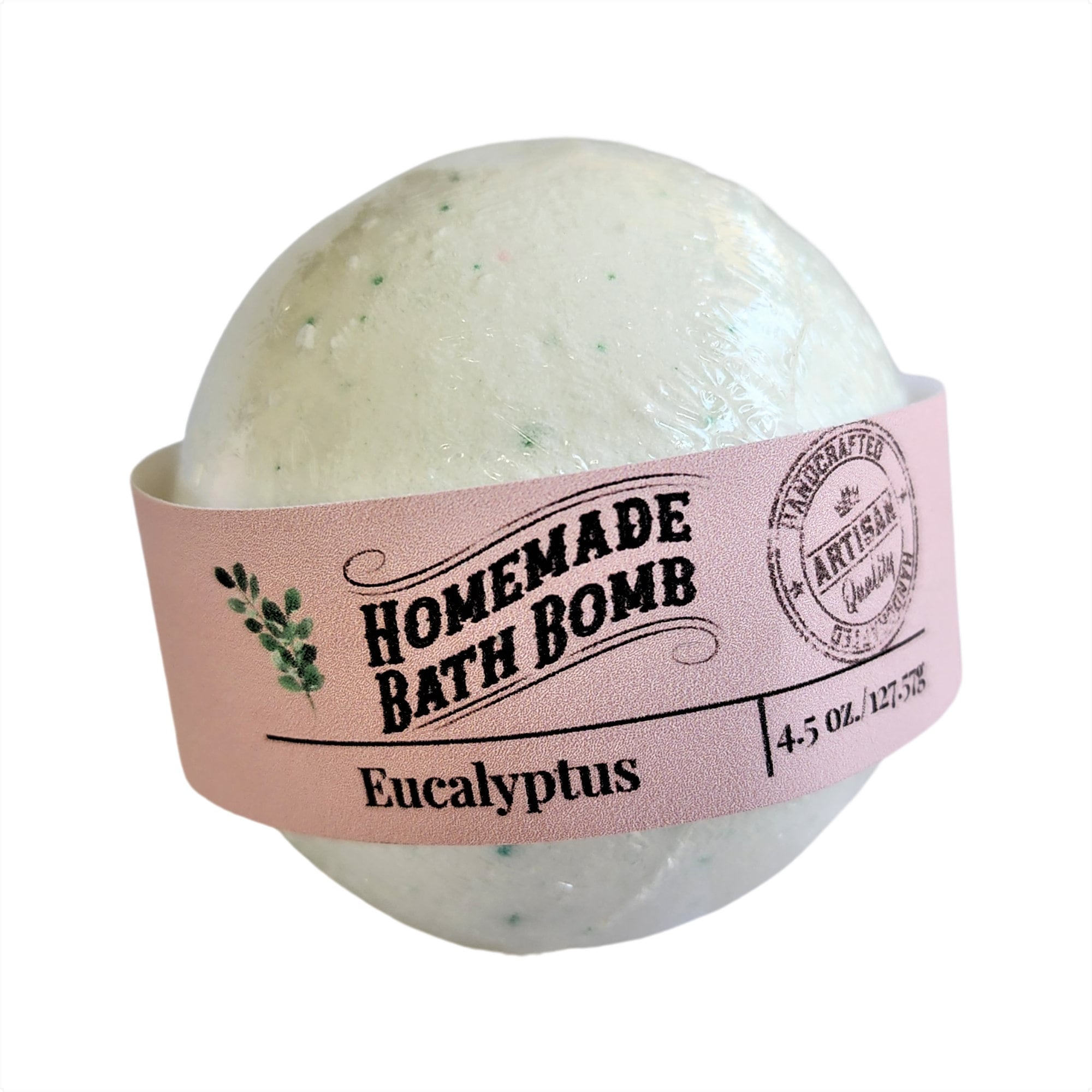 Yellow Shadow eucalyptus bath bomb, vegan bath fizz with natural ingredients, relaxing bath &amp; spa product.