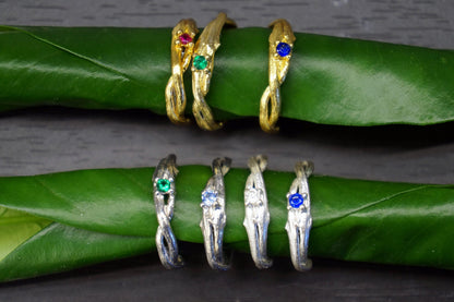 14k gold and silver ring with olive branch and twig design, inspired by nature, from Beige Briseis Jewelry &amp; Watches collection.