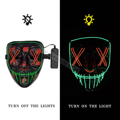 White Eucalyptus Halloween LED pet mask with spooky light-up design for pets, perfect for Halloween costumes and parties.