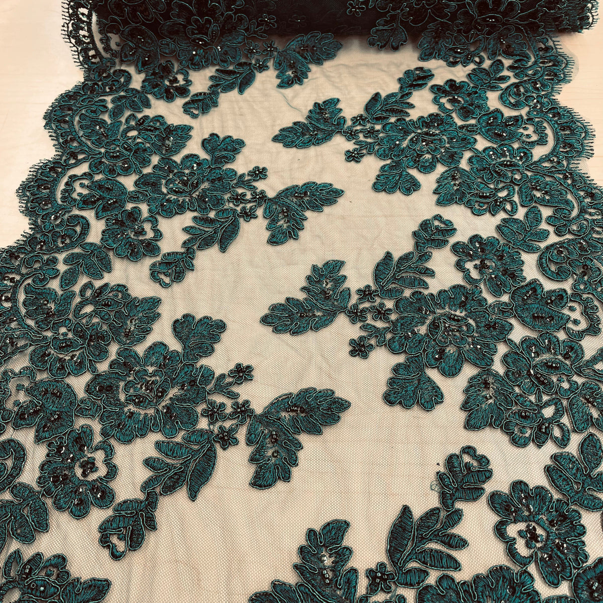 Double Sided Beaded &amp; Corded Lace Trim – Embroidered Couture Lace for Wedding Dresses, Gowns &amp; Costumes | Lace USA - 95359W/2-HB