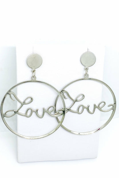 Burgundy Uranus Love Earrings hoops featuring stylish, gold-tone hoop earrings with love-themed charm designs.