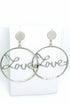 Burgundy Uranus Love Earrings hoops featuring stylish, gold-tone hoop earrings with love-themed charm designs.
