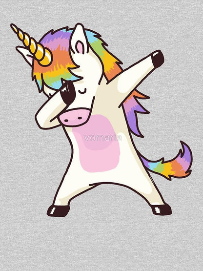 Gray hoodie featuring a dabbing unicorn design for women, inspired by hip hop style, from Scorpius Sweaters &amp; Hoodies collection.