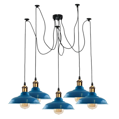 Sangria Angel industrial spider pendant light with five adjustable arms and E27 bulbs, ideal for modern indoor lighting.