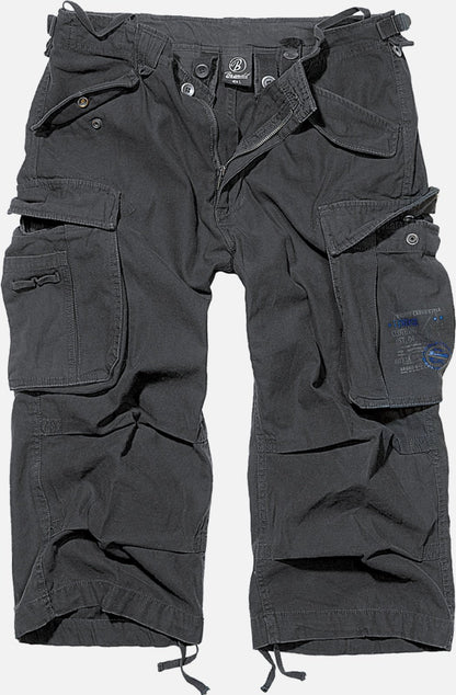 Callisto Industry 3/4 Cargo Shorts shown in navy with multiple pockets and adjustable waist, designed for casual wear.