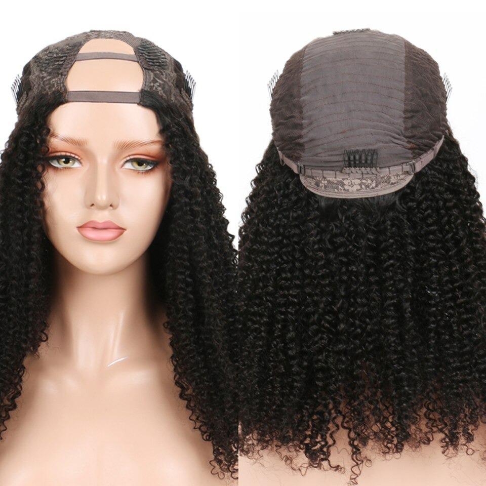 Kinky curly U part wig by Cerise Alfie featuring Brazilian Remy human hair for Black women, styled in a natural, glueless look.