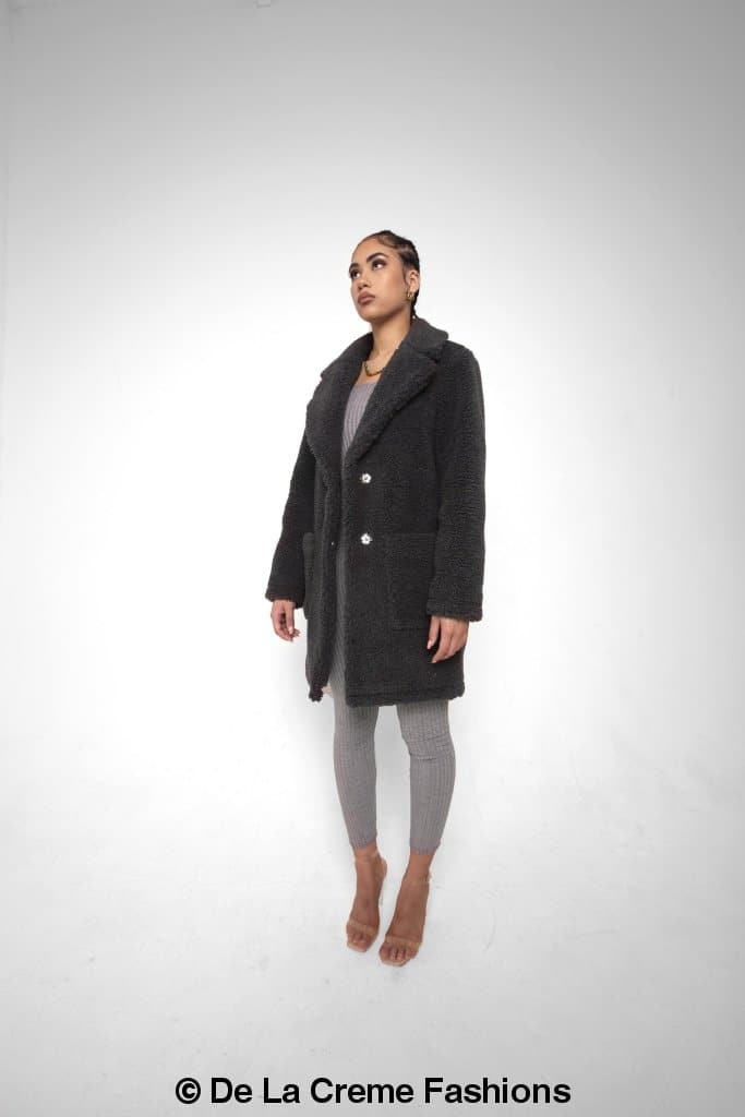 Rose Eleusis Jacqueline oversized teddy coat in plush, soft fabric with a cozy, relaxed fit and stylish design.