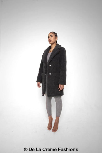 Rose Eleusis Jacqueline oversized teddy coat in plush, soft fabric with a cozy, relaxed fit and stylish design.