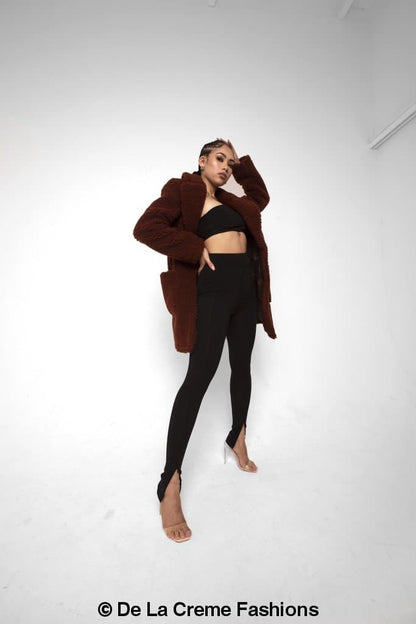 Rose Eleusis Jacqueline oversized teddy coat, cozy plush jacket with a relaxed fit, warm and stylish for cold weather.