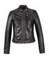 Jesse Womens High Fashion Riveted Moto Leather Jacket - Black, 3XL