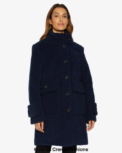 Rose Eleusis Julie high neck borg teddy coat, cozy plush jacket with a high neckline and soft textured fabric.