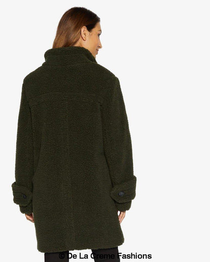 Rose Eleusis Julie high-neck borg teddy coat, cozy fleece-lined jacket with a high collar and plush outer fabric.