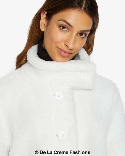 Rose Eleusis Julie high neck borg teddy coat, cozy jacket with plush fleece and stylish design, perfect for cold weather.