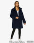 Rose Eleusis Julie High Neck Borg Teddy Coat in navy, featuring a cozy high-neck design and soft textured fabric.