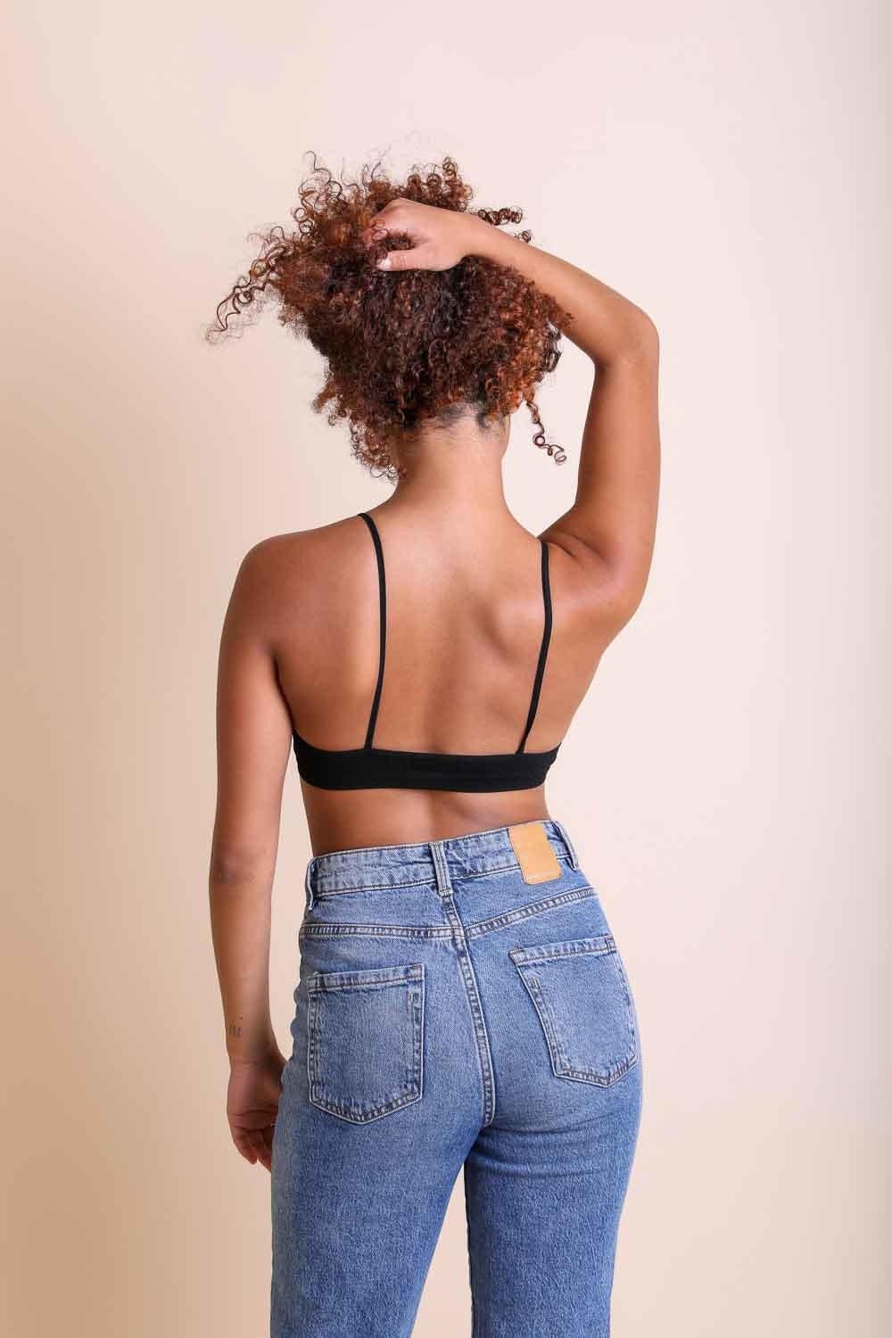 Periwinkle Aether Kali Cross Plunge Bralette from the Leto Collection, featuring intricate strap design and delicate fabric.