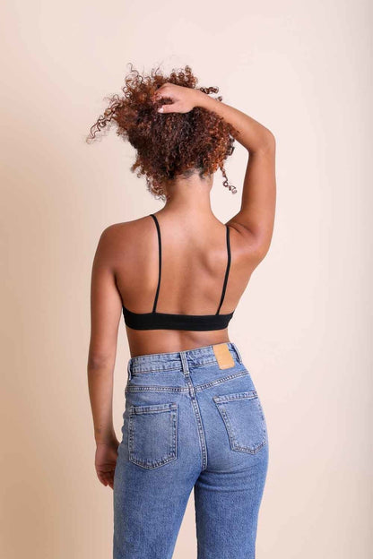 Periwinkle Aether Kali Cross Plunge Bralette from the Leto Collection, featuring intricate strap design and delicate fabric.